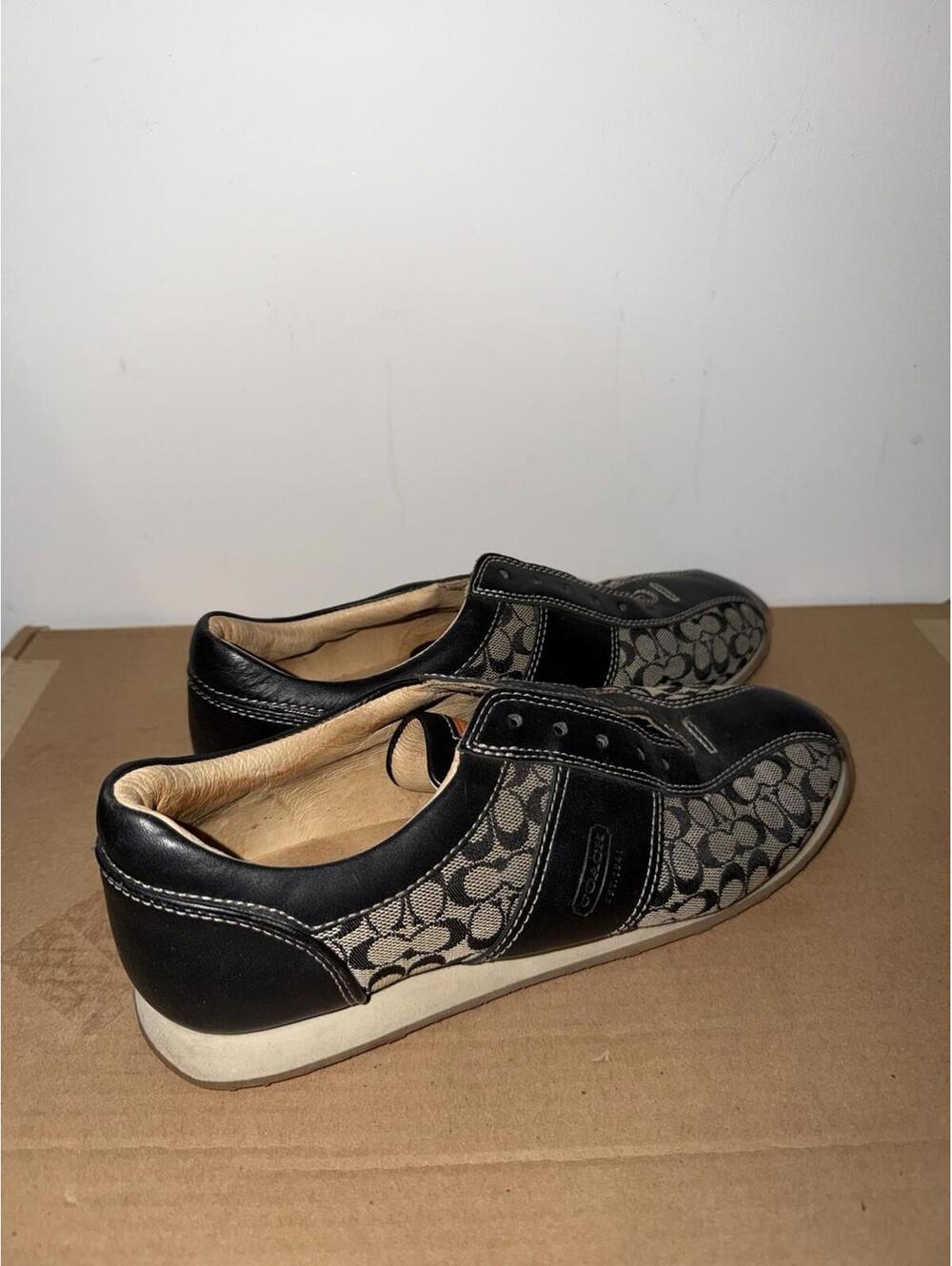Coach P184 Noella Sneakers Monogram Black Fabric Leather - Picture 5 of 9